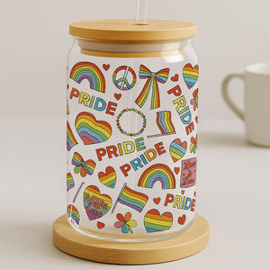 LGBT Coffee Cup, Pride Week Gift Idea, Gay Lesbian Tumbler, Happy Pride Tumbler, Pride Flag To Go Cup Present, LGBT Pride Glass Can