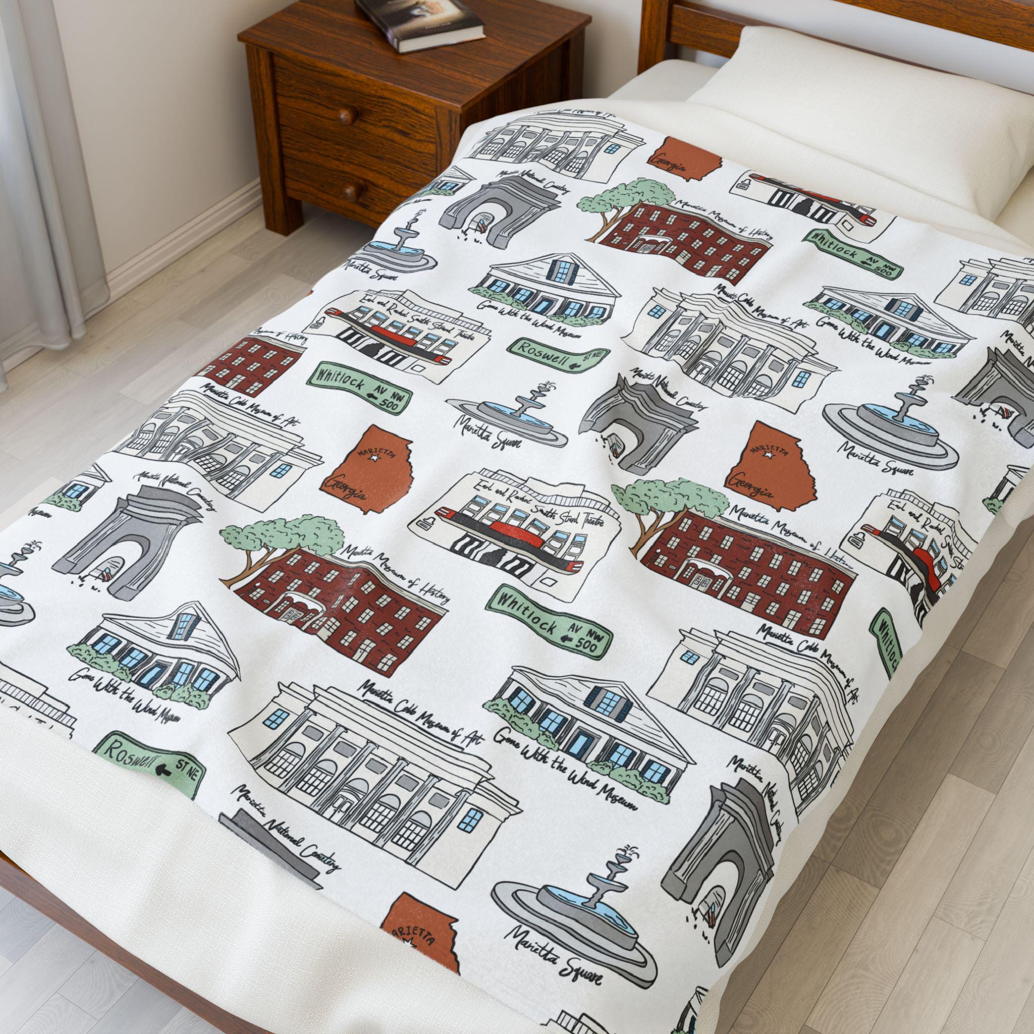 Marietta GA Velveteen Plush Blanket | Perfect for Home Decor, Gifting, Snuggle Nights, Travel, and Warmth