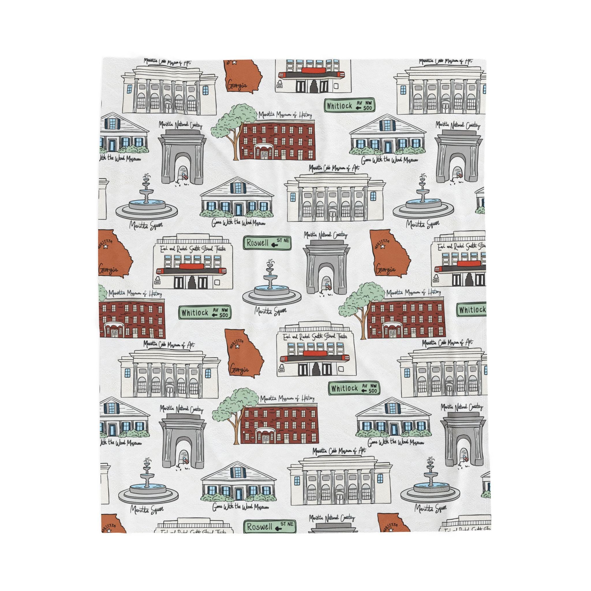 Marietta GA Velveteen Plush Blanket | Perfect for Home Decor, Gifting, Snuggle Nights, Travel, and Warmth