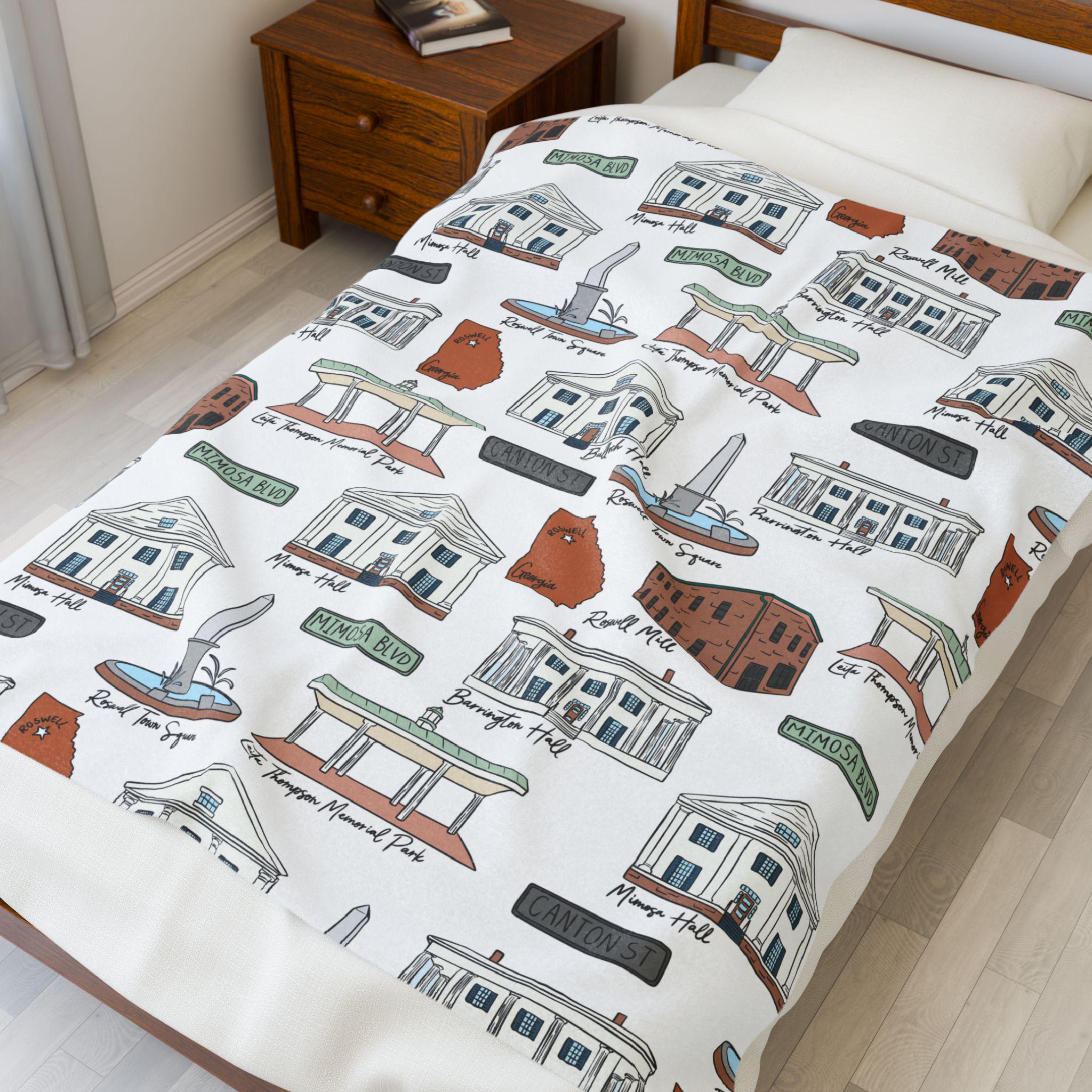 Roswell Georgia Velveteen Plush Blanket | Perfect for Home Decor, Gifting, Snuggle Nights, Travel, and Warmth