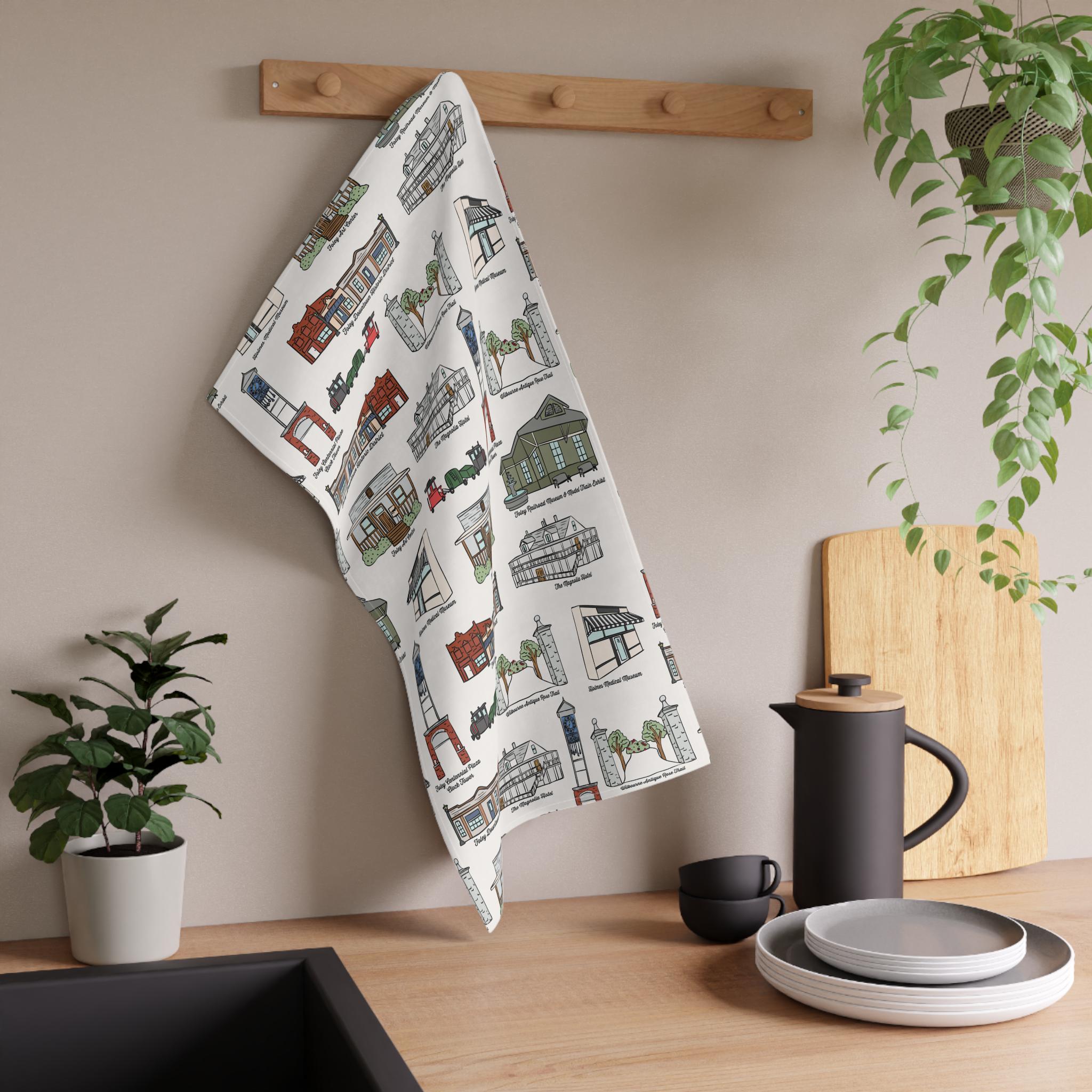 Foley Alabama Hand Towels | Cotton Kitchen Towel Set | Unique Home Decor | Housewarming Gift | Vintage Style Towels | Kitchen Linen