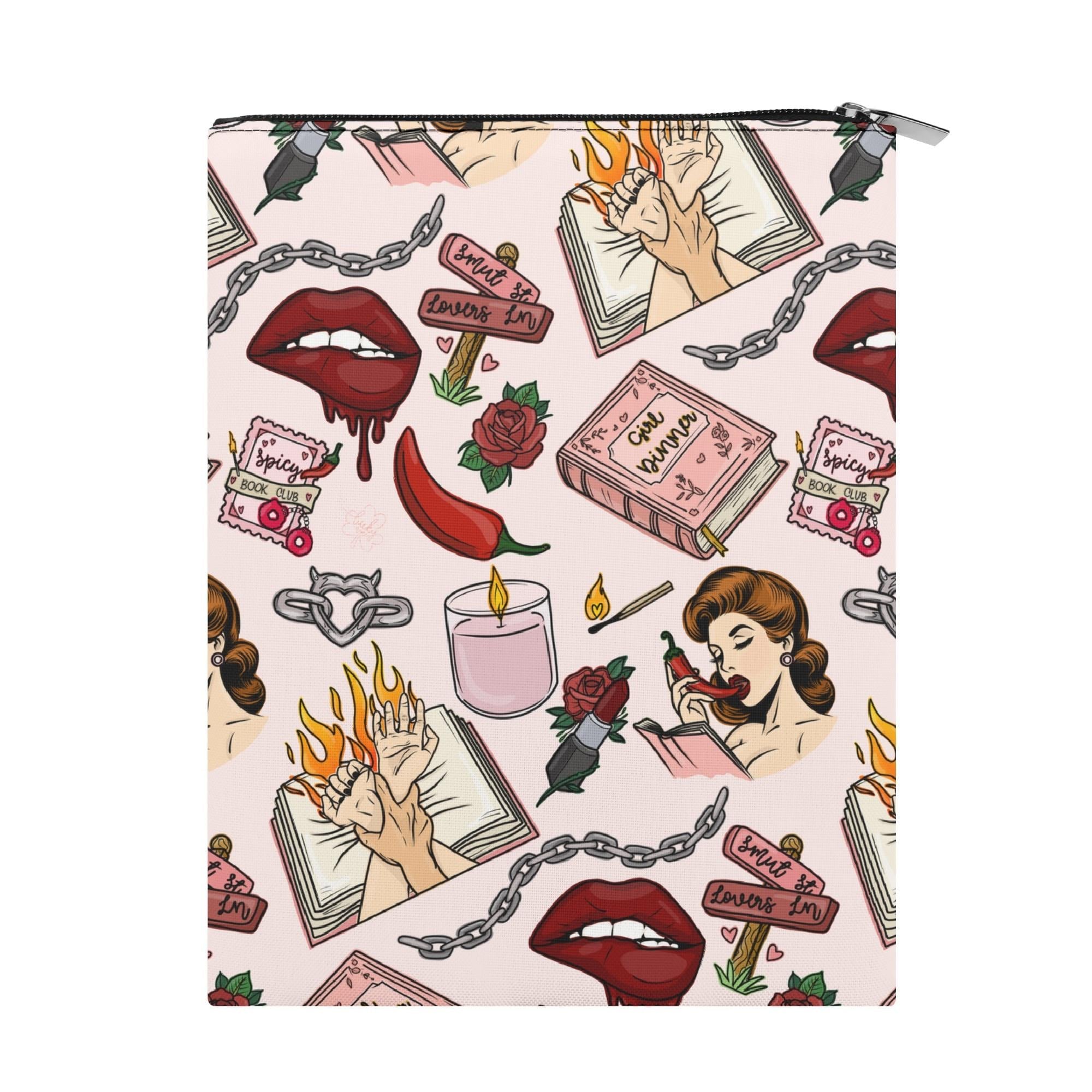 Handmade Book Sleeve with Zipper - Personalized Smut Design, 600D Canvas Fabric, Protects Books & Kindle While Traveling, Bookish Gift