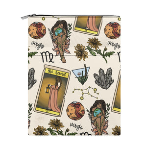 Virgo Seamless Pattern Printed Fabric Custom Book Sleeve Book Cover Protector with Zipper and Front Pocket