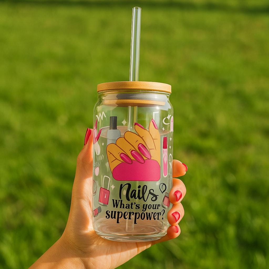 Custom Nail Artist Glass Tumbler, Esthetician, Beauty-Themed Tumblers for Her, Stylish Drinkware, Perfect Gift for Nail Lovers, Spa Days