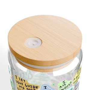 Empowering Bad Bitch Sipper Tumbler Glass, Motivational Drinkware, Inspirational Quotes, Cute Gifts for Her, Positive Affirmation Cup