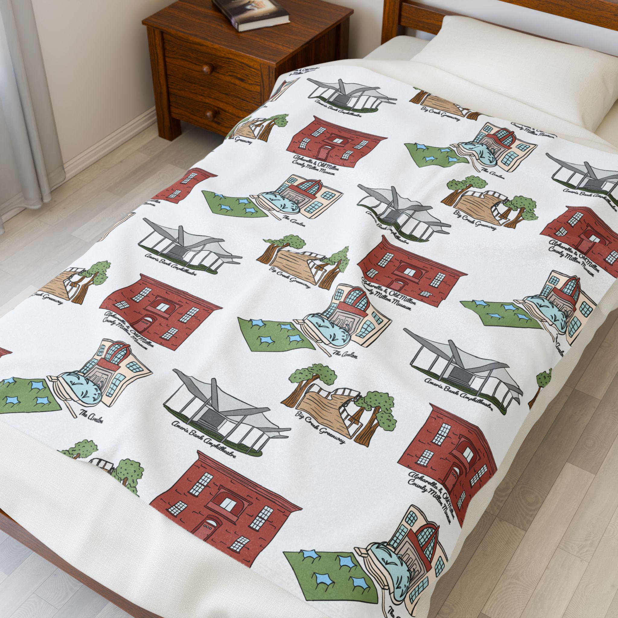 Alpharetta GA Velveteen Plush Blanket | Perfect for Home Decor, Gifting, Snuggle Nights, Travel, and Warmth