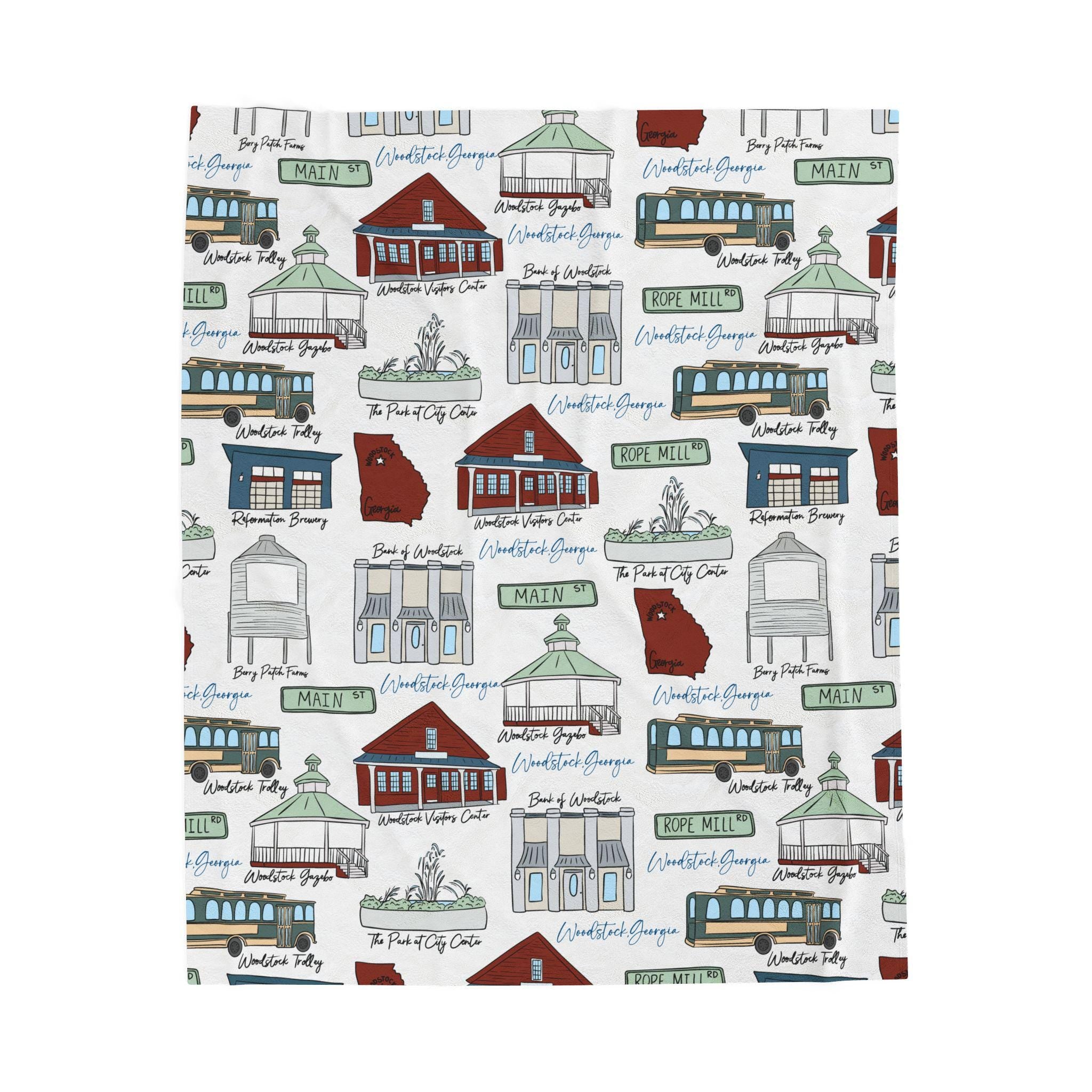 Woodstock GA Velveteen Plush Blanket | Perfect for Home Decor, Gifting, Snuggle Nights, Travel, and Warmth